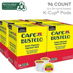 Cafe Bustelo Espresso Coffee Keurig® K-Cup® Pods, Dark Roast, 96/Carton (10074471112668)