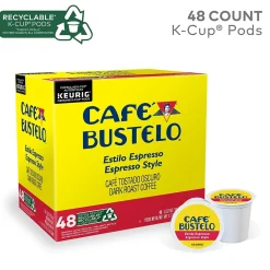 Cafe Bustelo Espresso Style Coffee Keurig® K-Cup® Pods, Dark Roast, 48/Box (5000346117)