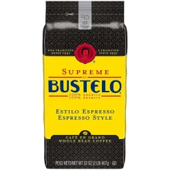 Cafe Bustelo Supreme Espresso Caffeinated Whole Bean Coffee, Dark Roast, 32 oz., Each (SMU01800)