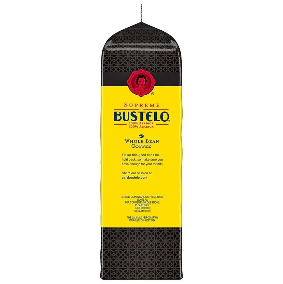 Cafe Bustelo Supreme Espresso Caffeinated Whole Bean Coffee, Dark Roast, 32 oz., Each (SMU01800)