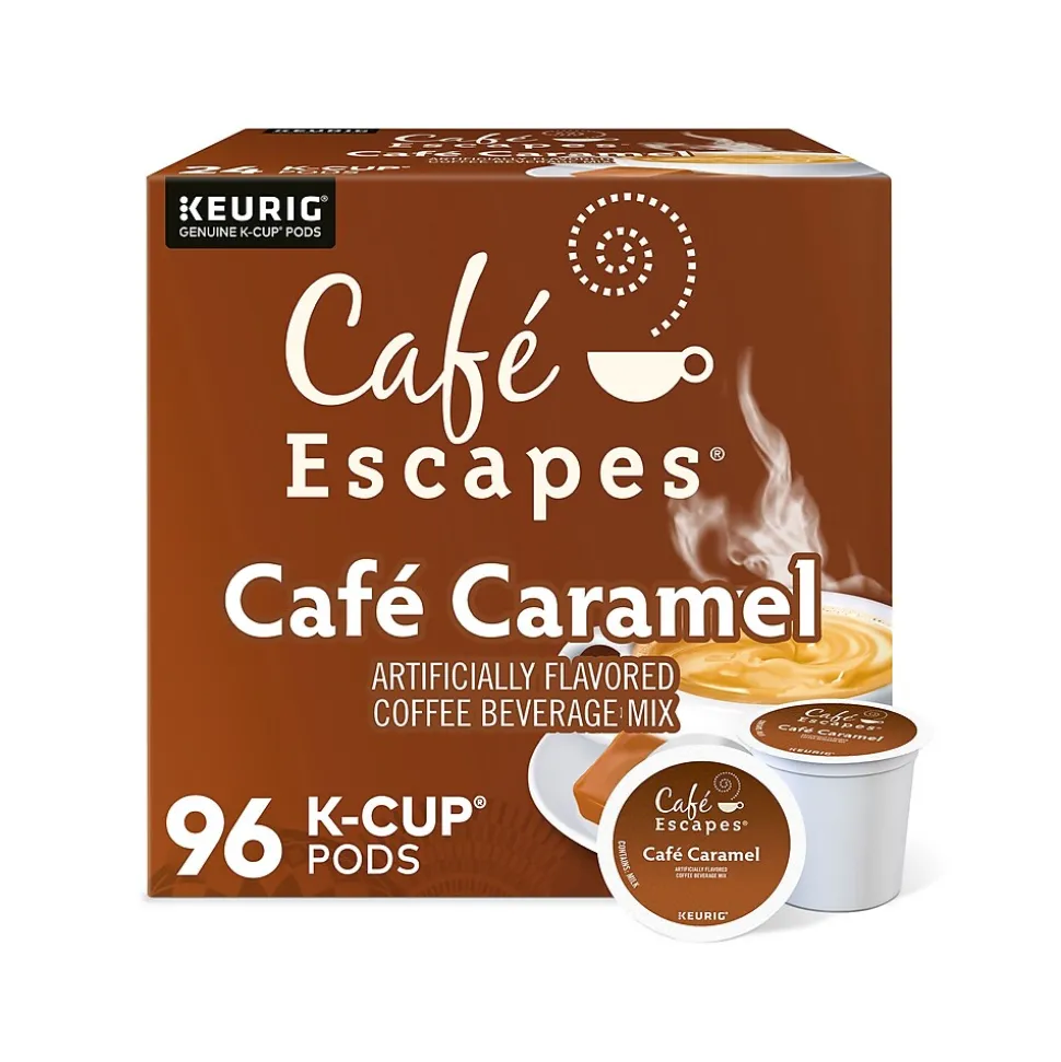 Cafe Escapes Cafe Caramel Coffee, Keurig K-Cup Pod, 96/Carton (GMT6813CT)