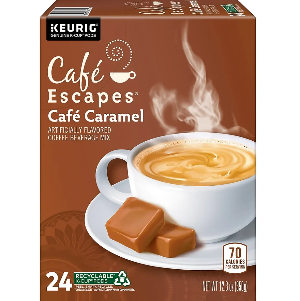 Cafe Escapes Caramel Coffee Keurig® K-Cup® Pods, Light Roast, 24/Box (GMT6813)