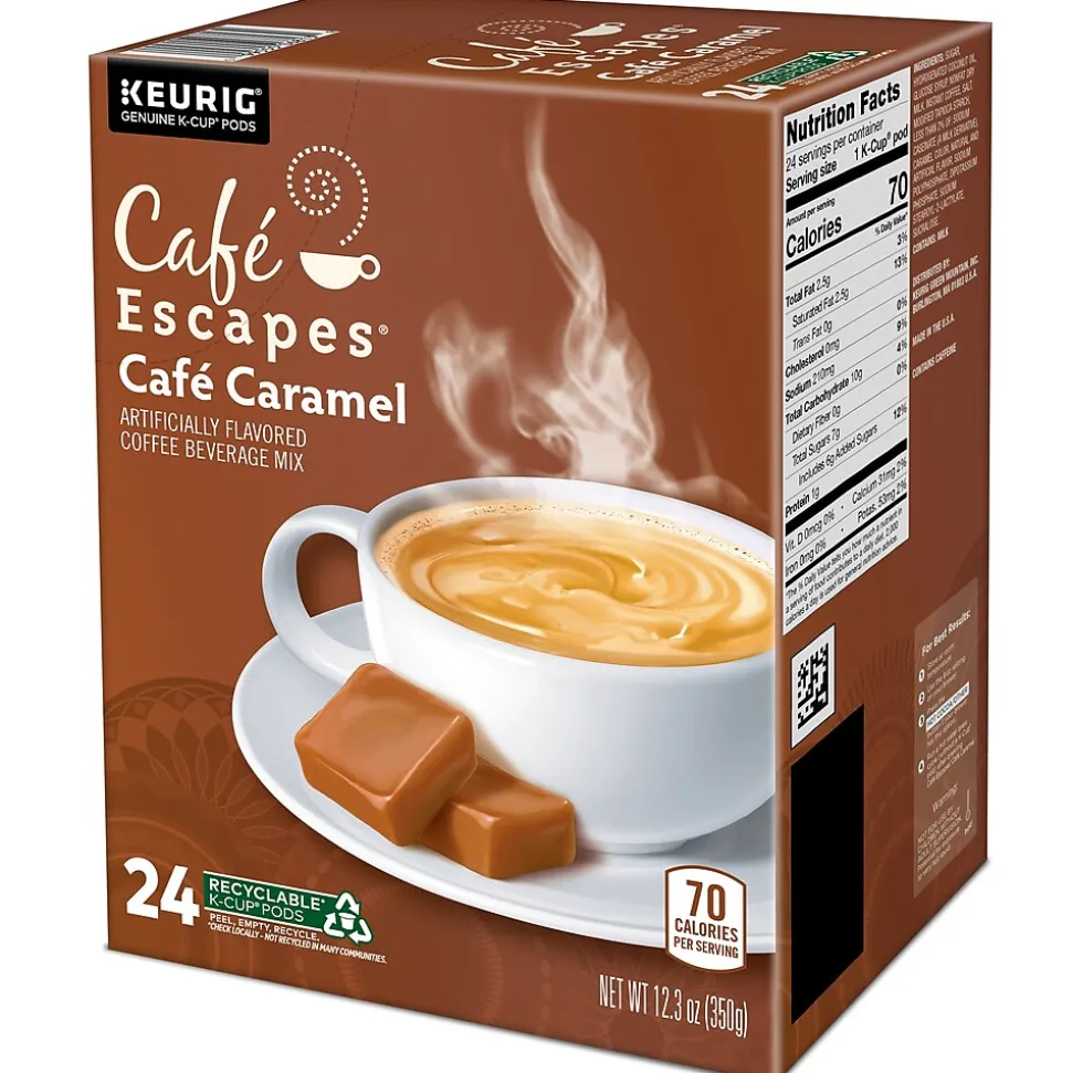Cafe Escapes Caramel Coffee Keurig® K-Cup® Pods, Light Roast, 24/Box (GMT6813)