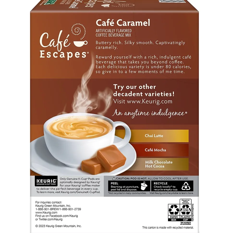 Cafe Escapes Caramel Coffee Keurig® K-Cup® Pods, Light Roast, 24/Box (GMT6813)