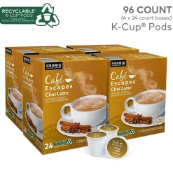 Cafe Escapes Chai Latte Coffee Keurig® K-Cup® Pods, Light Roast, 96/Carton (5000330074CT)