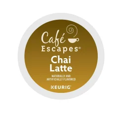 Cafe Escapes Chai Latte Coffee Keurig® K-Cup® Pods, Light Roast, 96/Carton (5000330074CT)
