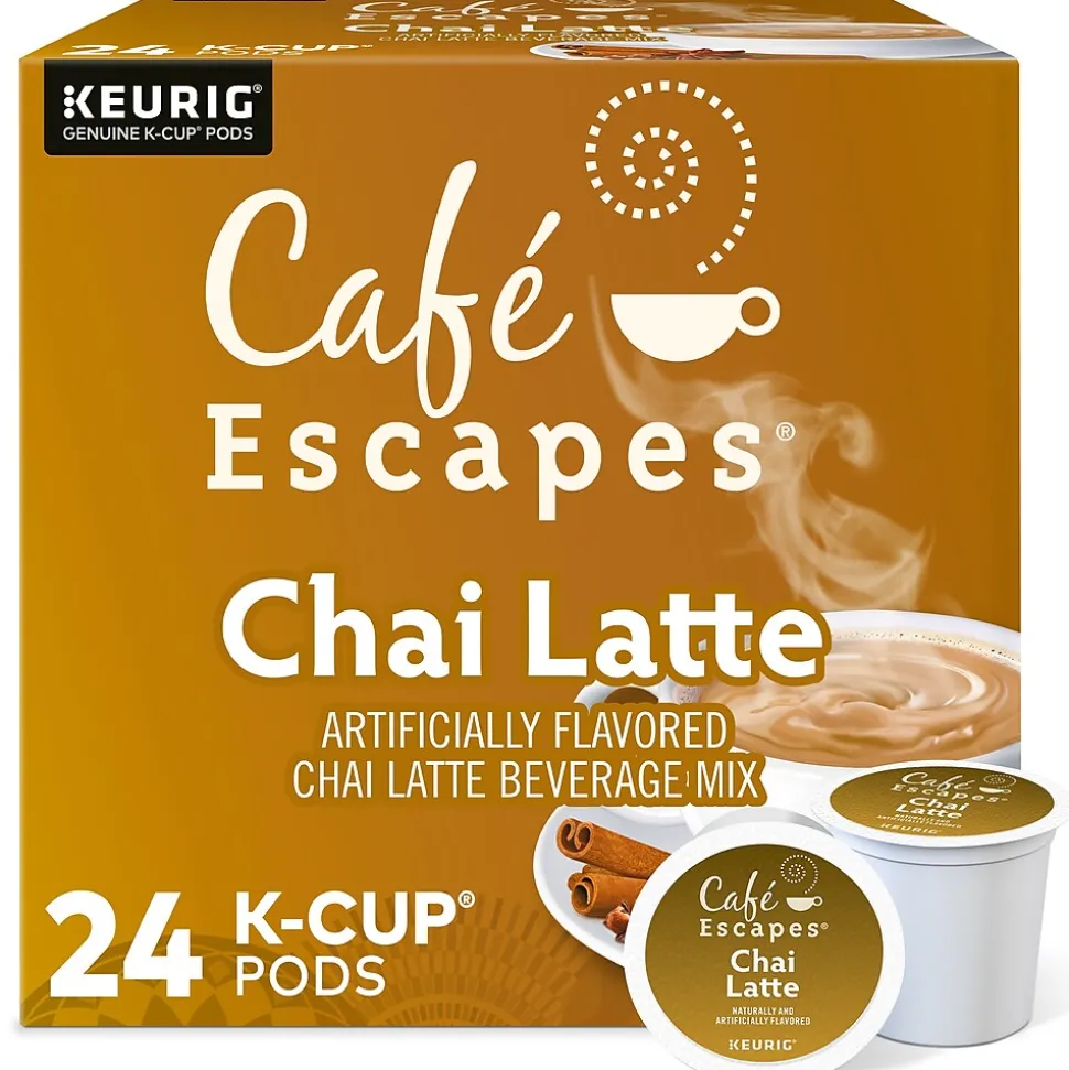 Cafe Escapes Chai Latte Coffee, Keurig® K-Cup® Pods, Light Roast, 24/Box (6805)