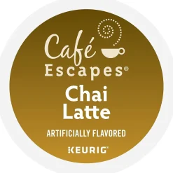 Cafe Escapes Chai Latte Coffee, Keurig® K-Cup® Pods, Light Roast, 24/Box (6805)