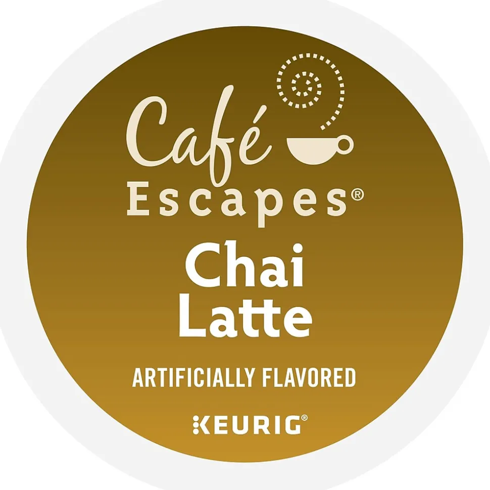 Cafe Escapes Chai Latte Coffee, Keurig® K-Cup® Pods, Light Roast, 24/Box (6805)