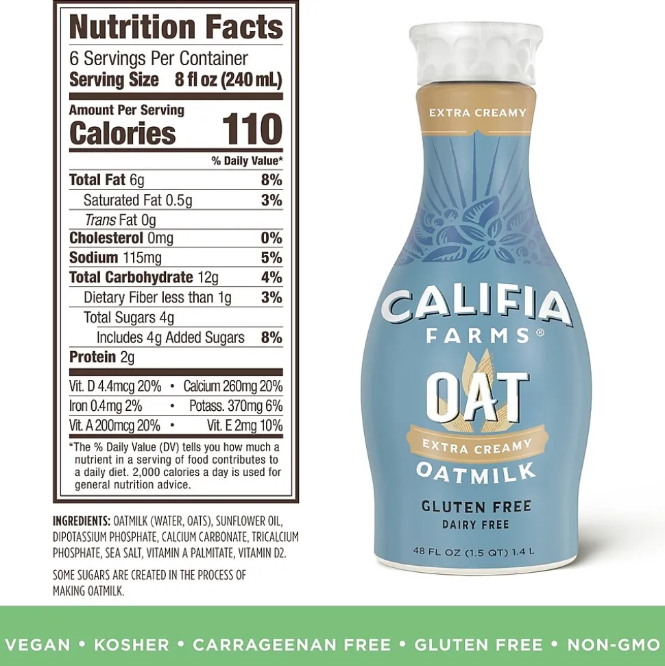 Califia Farms Oatmilk, Original, 48 Oz, 2PK