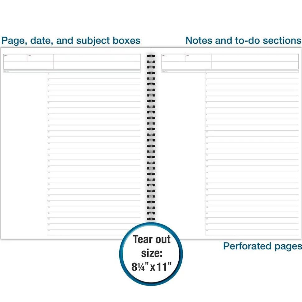 Cambridge 1-Subject Professional Notebooks, 8.5" x 11", Wide Ruled, 80 Sheets, Black (06064)