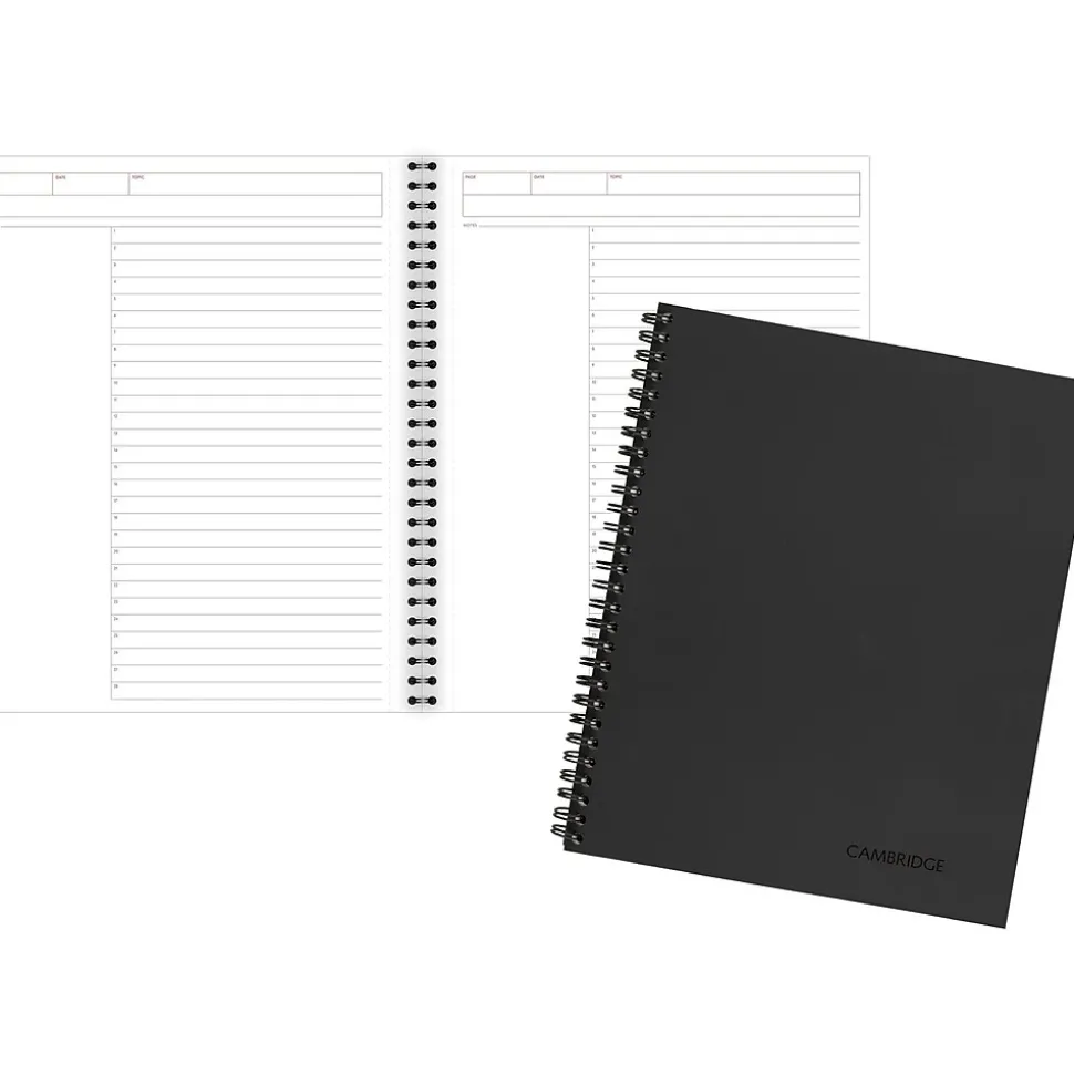 Cambridge 1-Subject Professional Notebooks, 8.5" x 11", Wide Ruled, 80 Sheets, Black (06064)