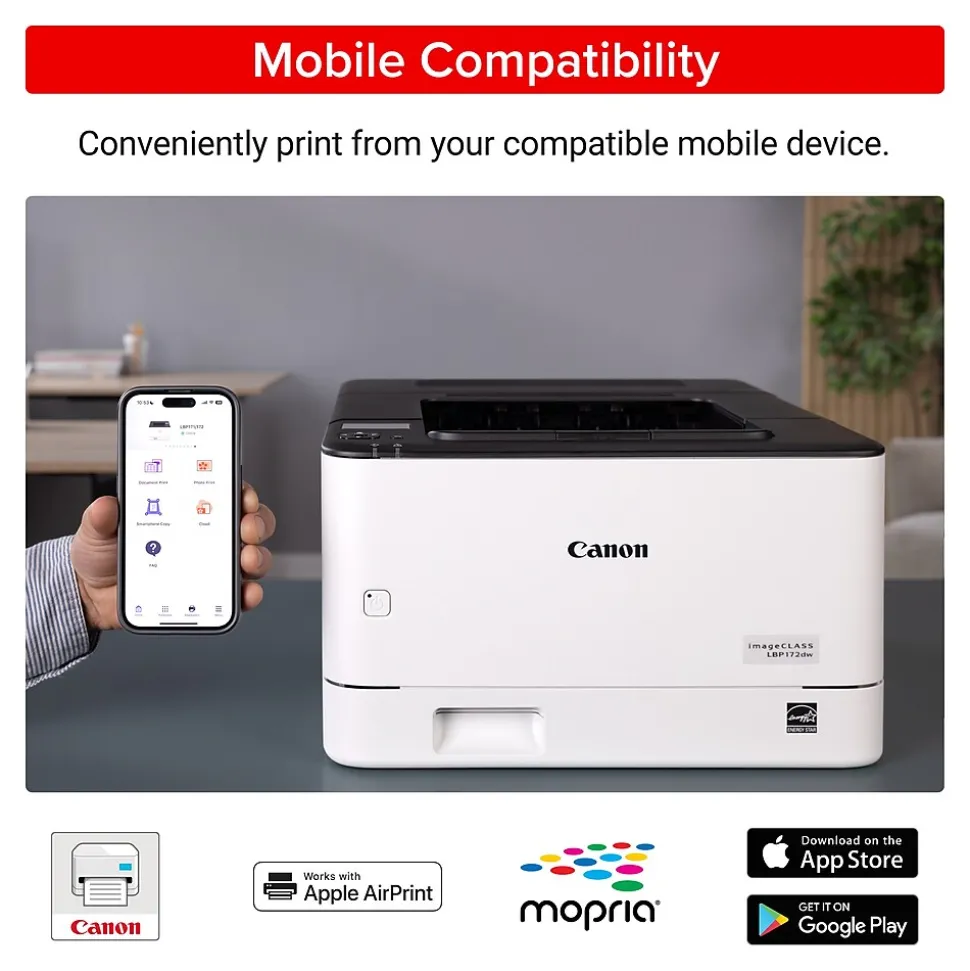 Canon imageCLASS LBP172dw Wireless Black & White Laser Printer, Single-Function, Print (6353C004)
