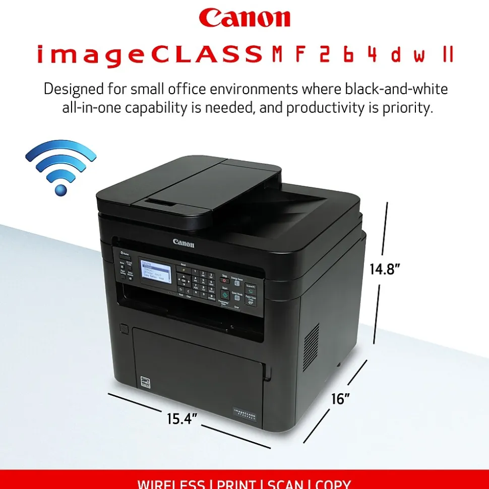 Canon ImageCLASS MF264dw II Wireless Black & White All-in-One Laser Printer (5938C020)