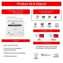 Canon imageCLASS MF284dw Wireless Black & White Laser Printer, All-In-One, Print, Scan, Copy (6354C019)
