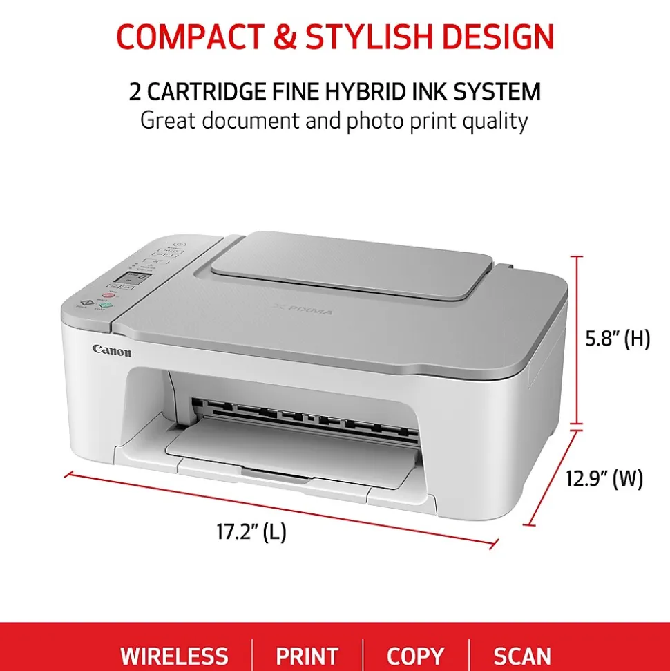 Canon PIXMA TS3520 Wireless Color Inkjet Printer, All-In-One, Print, Scan, Copy (TS3520 WHITE)
