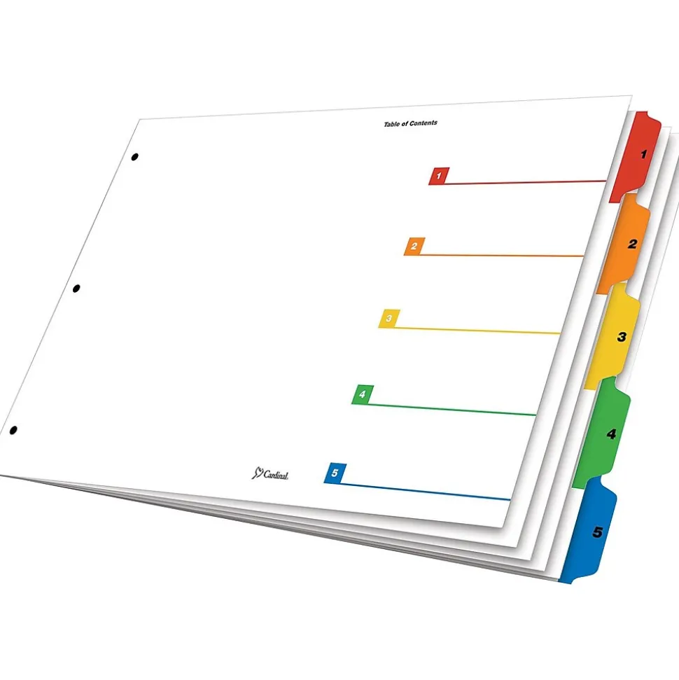 Cardinal® 11" x 17" OneStep® Printable Table of Contents and Dividers, 5-Tab, Multicolor, 1/St
