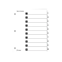 Cardinal OneStep Index System Numeric Paper Dividers, 10-Tab, White (CRD61013)