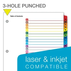 Cardinal OneStep Printable Table of Contents and Dividers, A-Z - 26-Tab, Multicolor, 1/St