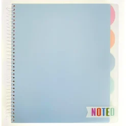 Carolina Pad Noted Premium 5-Subject Subject Notebooks, College Ruled, 150 Sheets, Assorted Colors (17514)
