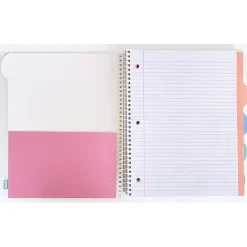 Carolina Pad Noted Premium 5-Subject Subject Notebooks, College Ruled, 150 Sheets, Assorted Colors (17514)