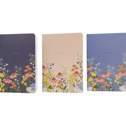 Carolina Pad Wildflower Purse Notebooks, 3.87" x 5.5", College-Ruled, 48 Sheets, Assorted Colors, 3/Pack (60079)