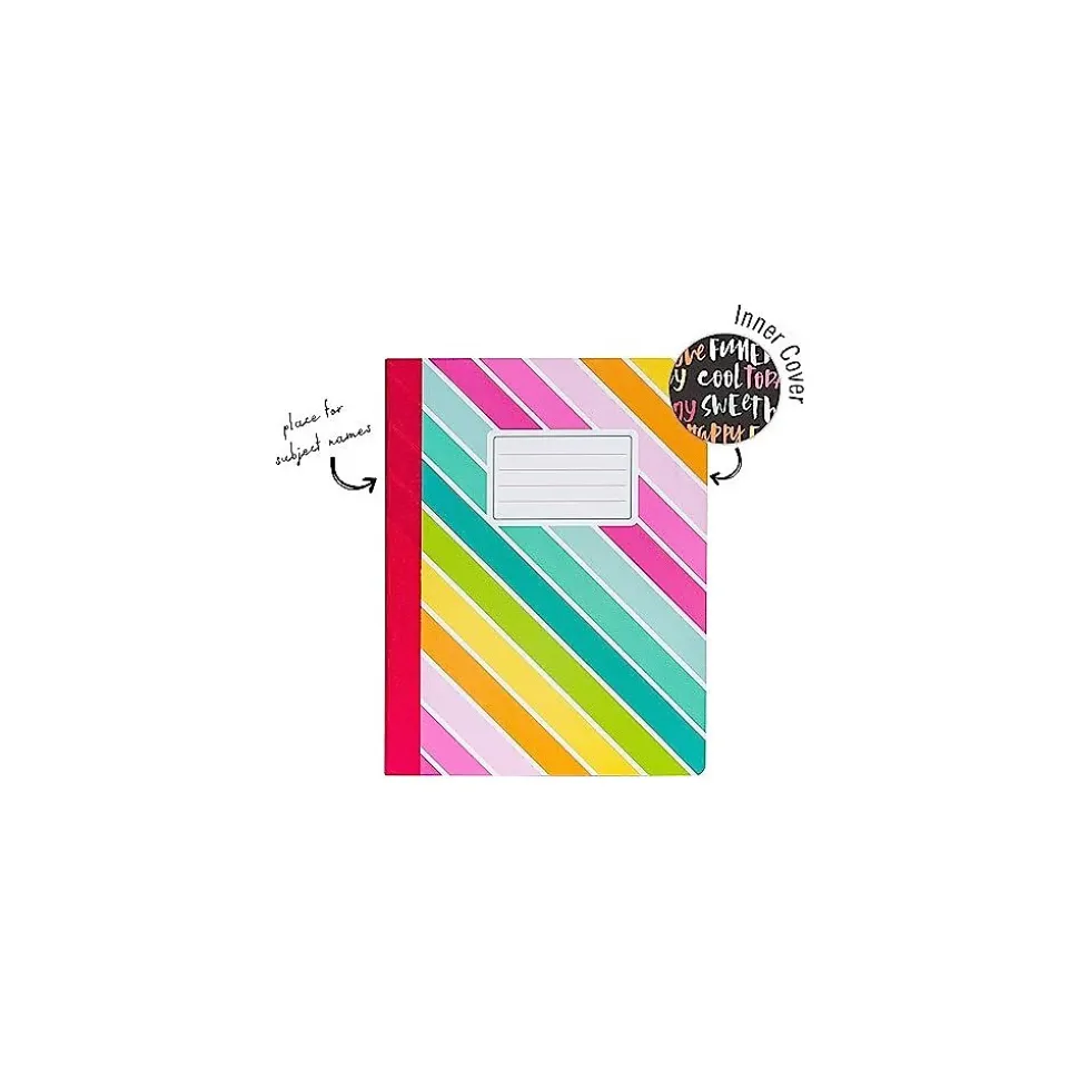 Carpe Diem Rainbow Color Wash Composition Notebooks, 7.5" x 9.45", College Ruled, 70 Sheets, Assorted Colors, 3/Pack (9095-CD)