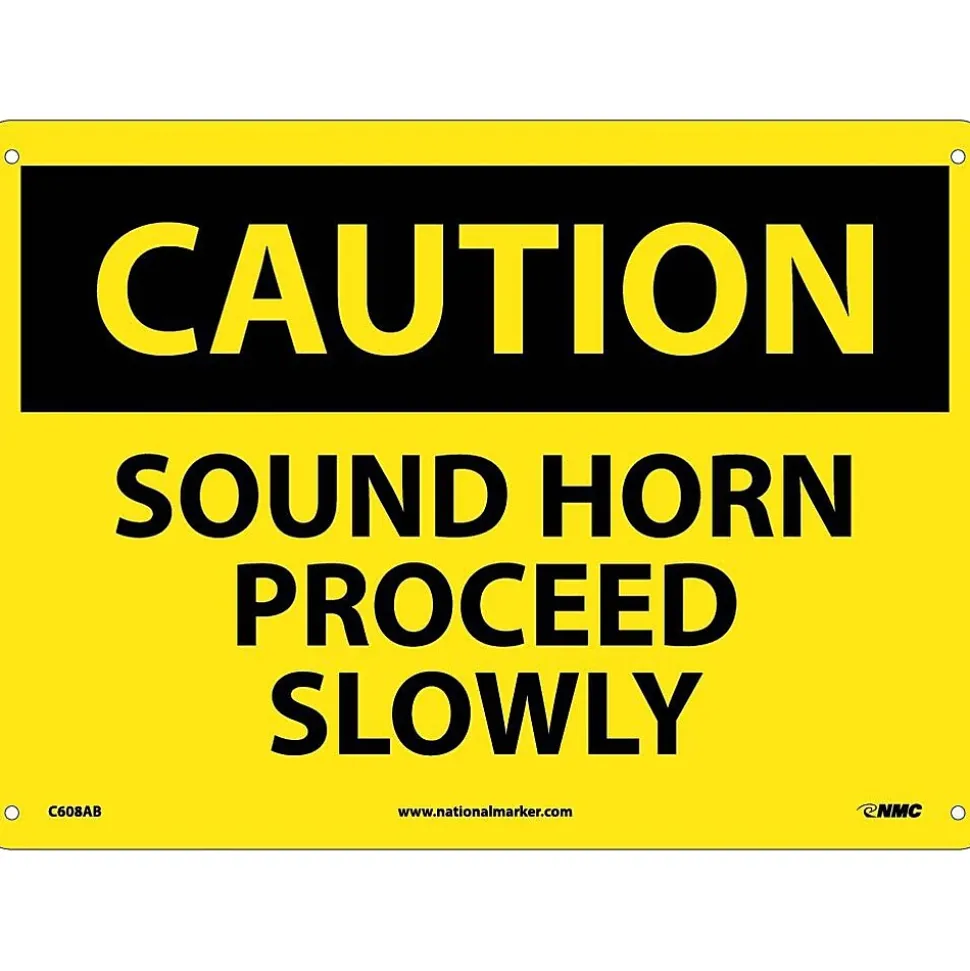 Caution Signs; Sound Horn Proceed Slowly, 10X14, .040 Aluminum