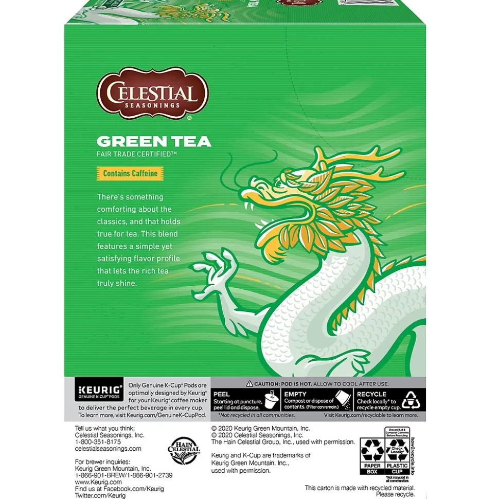 Celestial Seasonings Green Tea, Keurig® K-Cup® Pods, 24/Box (14734)