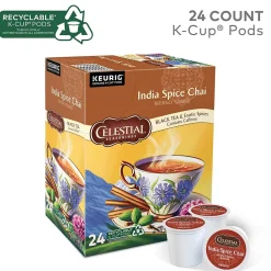 Celestial Seasonings India Spice Chai Tea, 0.13 oz. Keurig® K-Cup®p Pods, 24/Box (14738)