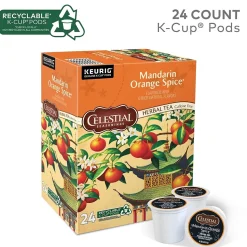 Celestial Seasonings Mandarin Orange Spice Herbal Tea, Keurig® K-Cup® Pods, 24/Box (14735)