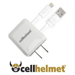 cellhelmet 2.1-Amp Single-USB Wall Charger with USB-A to Lightning Flat Cable, 3 Feet (WALL-2.1/1+F-LIGHT-3-W)