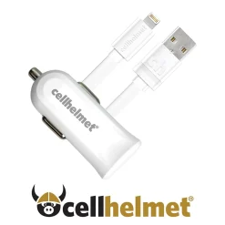 cellhelmet 2.4-Amp Single-USB Car Charger with USB-A to Lightning Flat Cable, 3 Feet (CAR-2.4/1+F-LIGHT-3-W)
