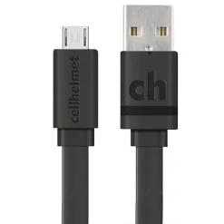 cellhelmet 2.4-Amp Single-USB Car Charger with USB-A to Micro USB Flat Cable, 3 Feet (CAR-2.4/1+F-MICRO-3-B)