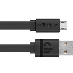 cellhelmet Charge and Sync USB-A to Micro USB Flat Cable, 6 Feet (CABLE-F-MICRO-6-B)
