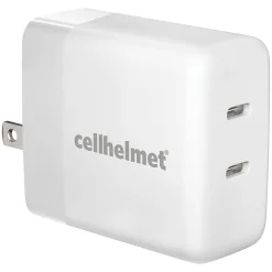 cellhelmet Dual Wall Black Charger with 2 USB-C Ports, 20-Watt, White (WALL-PD-20W-C-C)