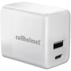 cellhelmet Dual Wall Block Charger with USB and USB-C Port, 20-Watt, White (WALL-PD-20W-A-C)