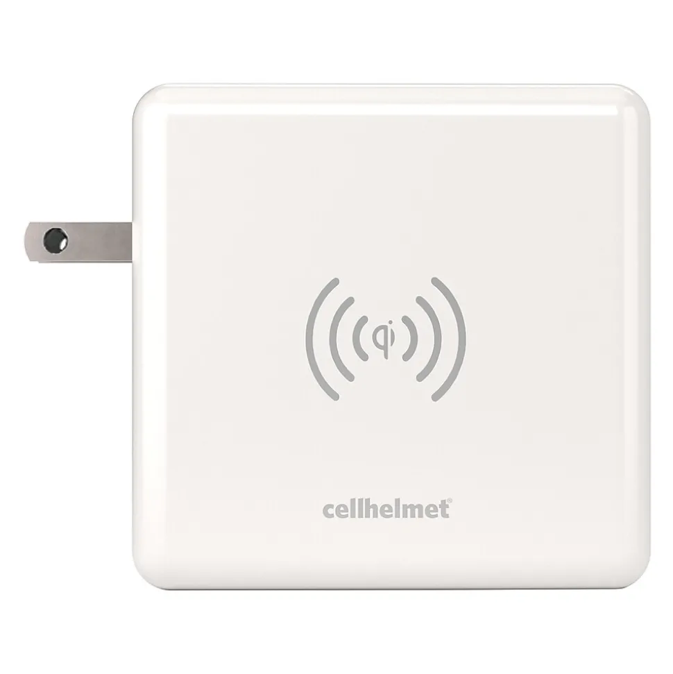 cellhelmet Multi-Charge Pro 8,000 mAh Power Bank and Qi Wireless Charger with 1 USB-C and 2 USB Outputs, White (CHQi-ALL)