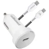 cellhelmet Single-USB Power Delivery Car Charger with USB-C to USB-C Round Cable, 3 ft., 25-Watt, White (CAR-PD-25W+R-C)
