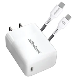 cellhelmet Single-USB Power Delivery Wall Charger with USB-C to USB-C Round Cable, 3 ft., 25-Watt, White (WALL-PD-25W+R-C)