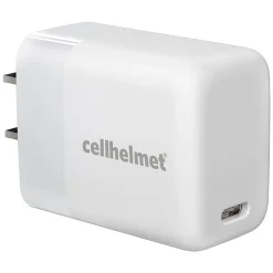 cellhelmet Single-USB Power Delivery Wall Charger with USB-C to USB-C Round Cable, 3 ft., 25-Watt, White (WALL-PD-25W+R-C)