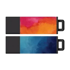 Centon DataStick Pro 2 64GB USB 3.2 Type-A Flash Drives, Watercolor Blue/Watercolor Orange, 2/Pack (C1-U3T0AY-64G-2)