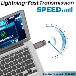 Centon DataStick PUSH 512GB USB 3.2 Gen 2 Flash Drive, Graphite (S1-U3.2J2-512G)