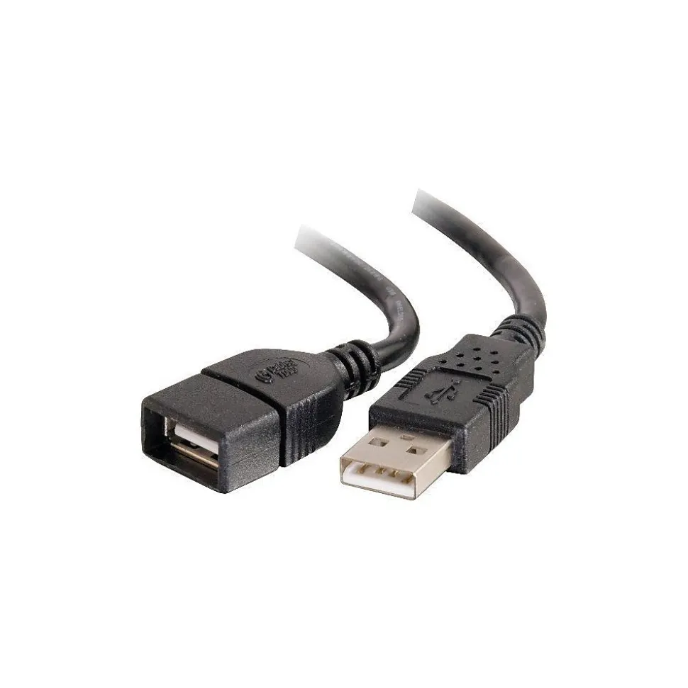 C2G USB 2.0 A Male to A Female Extension Cable for Laptops and Mobile Devices, 6.6 ft., Black
