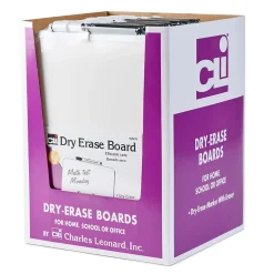 Charles Leonard Dry Erase Board with Frame, includes Marker with Eraser, White (CHL35210ST)