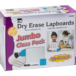 Charles Leonard Dry Erase Lap Board Jumbo Classroom Pack, 30 Boards, 30 Dry Erase Markers, 30 Multipurpose Erasers (CHL35090)