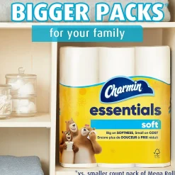 Charmin Essentials Soft Toilet Paper, 2-Ply, White, 330 Sheets/Roll, 10 Rolls/Pack, 3 Packs/Carton (04534)