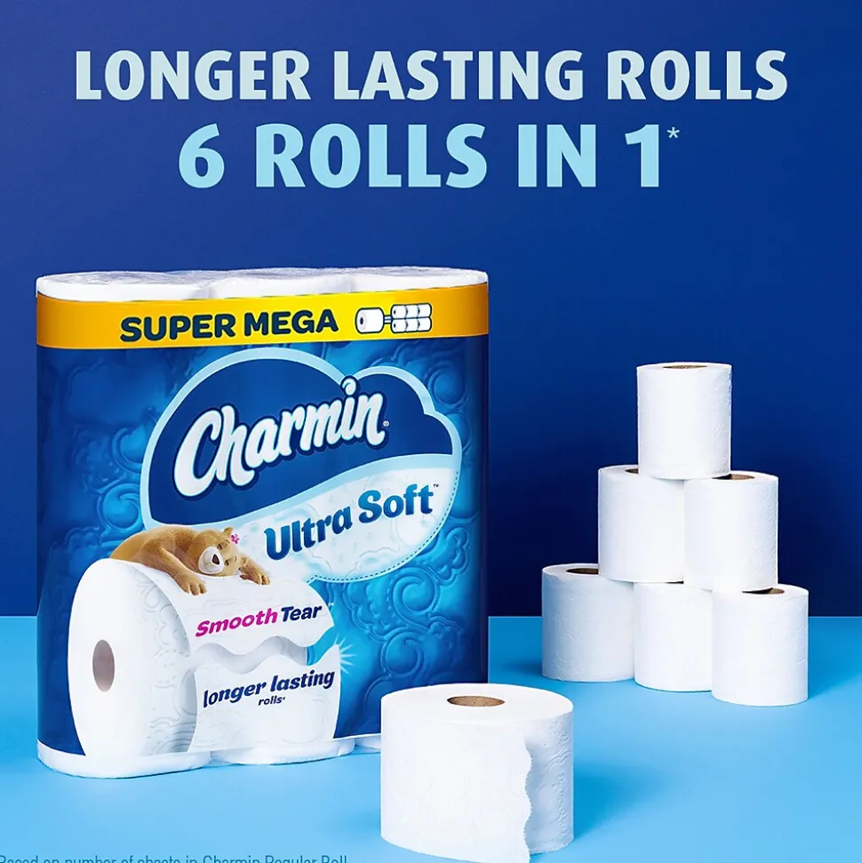 Charmin Ultra Soft Super Mega Toilet Paper, 2-Ply, White, 336 Sheets/Roll, 6 Rolls/Pack (08467)