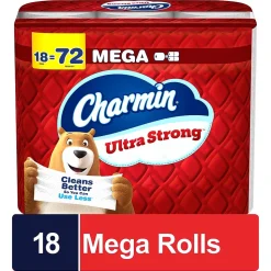 Charmin Ultra Strong Mega Toilet Paper, 2-ply, White, 220 Sheets/Roll, 18 Rolls/Case (01560/52084)