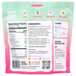 Chubby Snacks Peanut Butter & Strawberry Jam Sandwich, 10.6 oz, 12/Pack (600-04135)